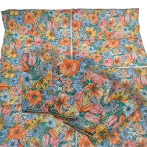 8 Handmade Dinner Napkins Modern Floral Print Cotton Fabric Cloth  80s Tiny Flaw